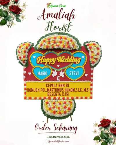 Karangan Papan Bunga Pernikahan di Ambengan